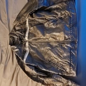 Hard edge foax leather jacket